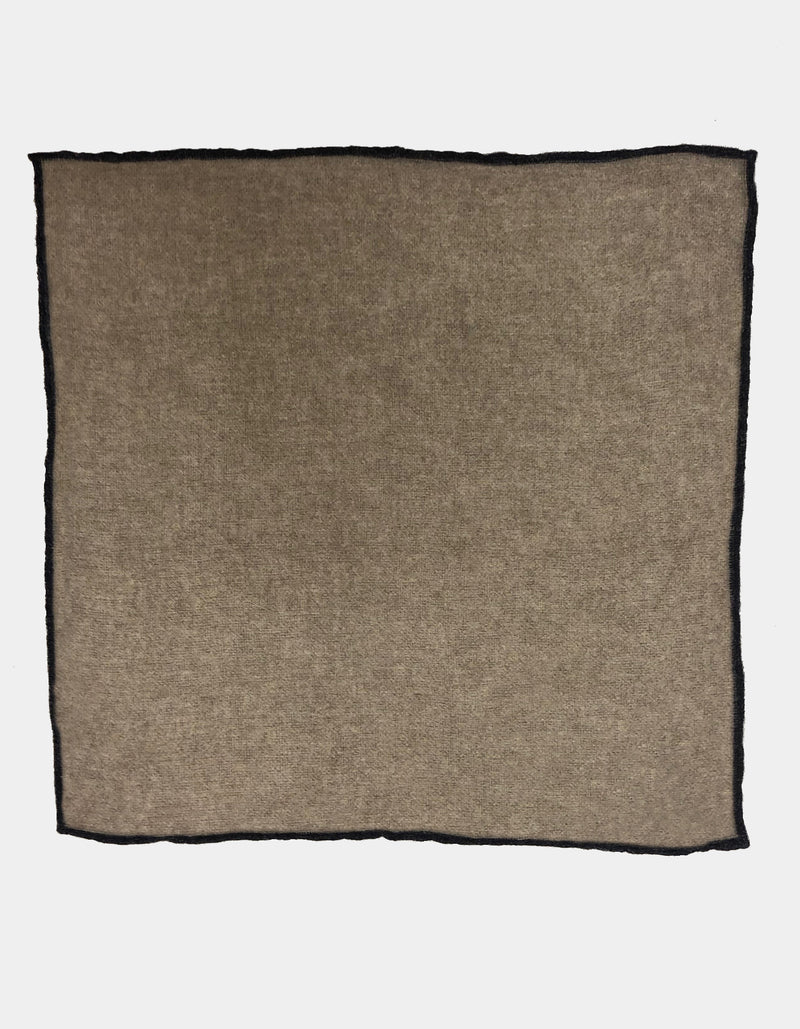 FAZZOLETTO CASHMERE FLANNEL SOLID CONTRAST FRAME HANDROLLED POCKET SQUARE