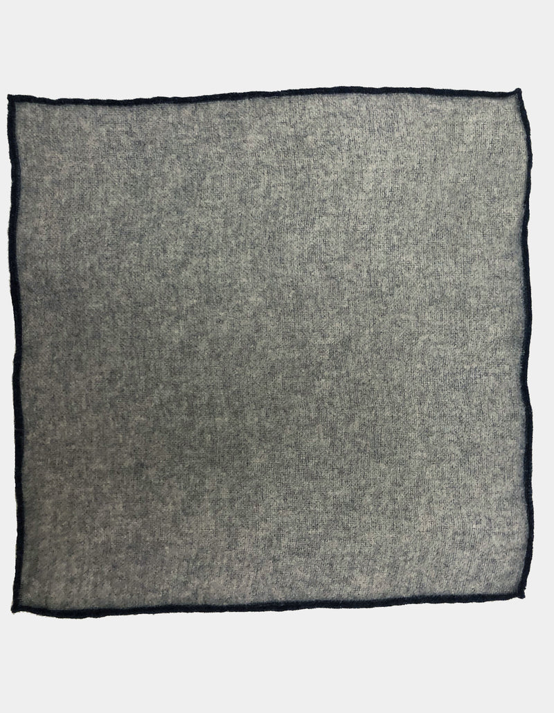 FAZZOLETTO CASHMERE FLANNEL SOLID CONTRAST FRAME HANDROLLED POCKET SQUARE