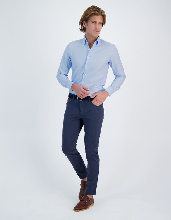 DOM LUXURY PINPOINT OXFORD ONE PIECE BUTTON DOWN COLLAR SHIRT