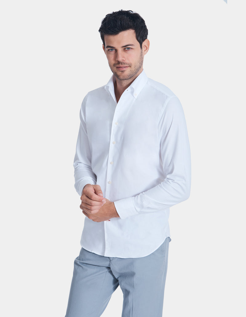 DOM LUXURY PINPOINT OXFORD ONE PIECE BUTTON DOWN COLLAR SHIRT