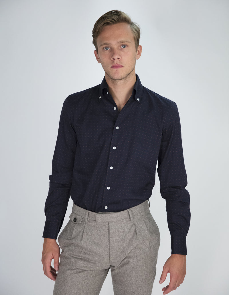 POLKA DOT TWILL BUTTON DOWN COLLAR SHIRT