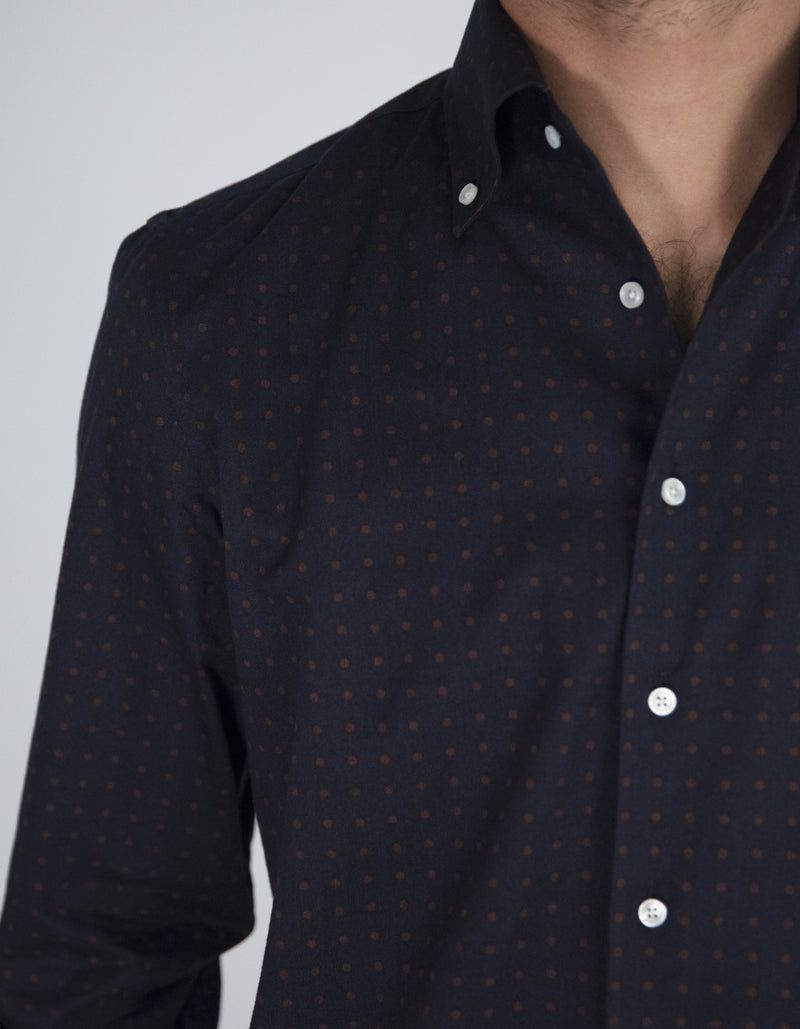 POLKA DOT TWILL BUTTON DOWN COLLAR SHIRT