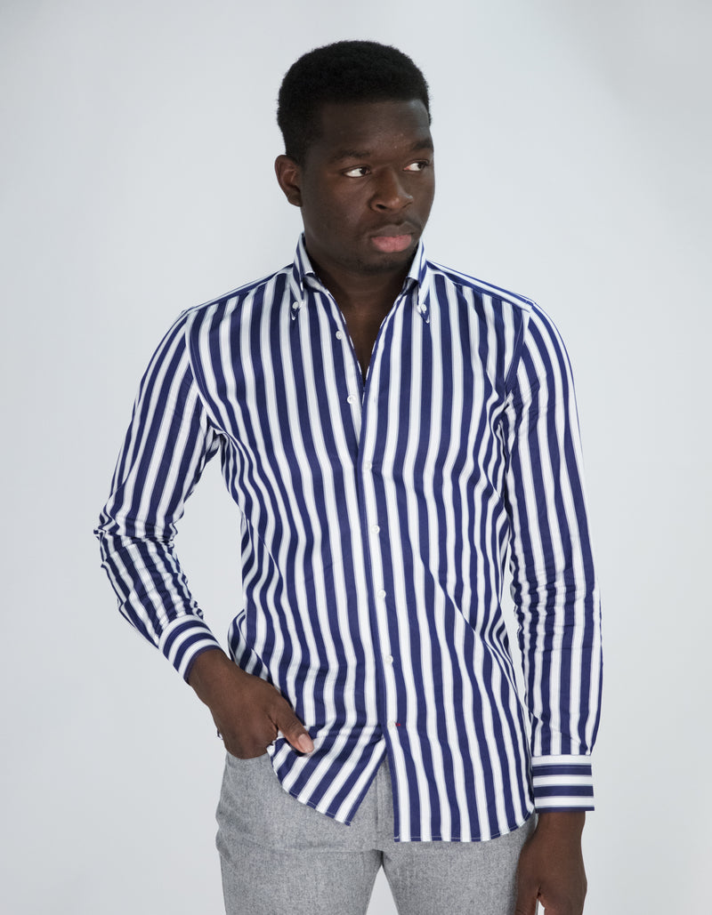 TWILL STRIPE BUTTON DOWN COLLAR SHIRT