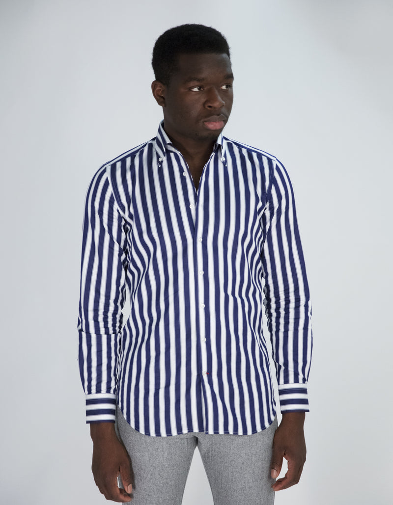 TWILL STRIPE BUTTON DOWN COLLAR SHIRT