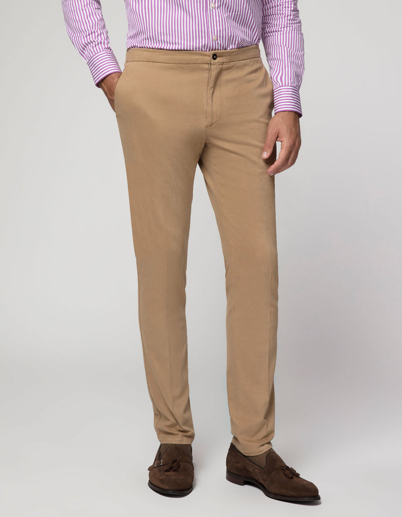 CREMIEUX COTTON CASHMERE MOLESKIN PLAIN FRONT PANT