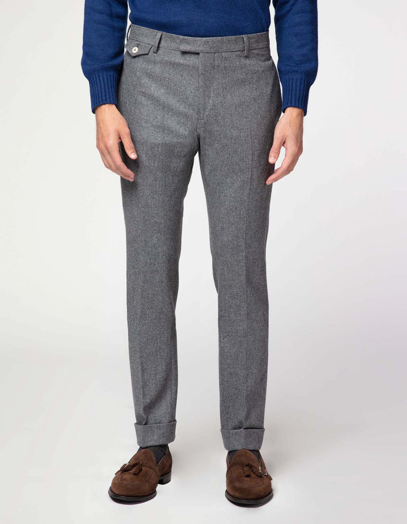 CREMIEUX WOOL FLANNEL BOAT PANTS LIGHT GREY