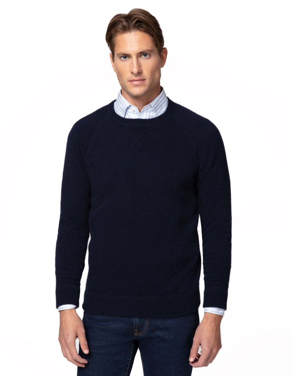 NAVY CASHMERE CREWNECK SWEATER