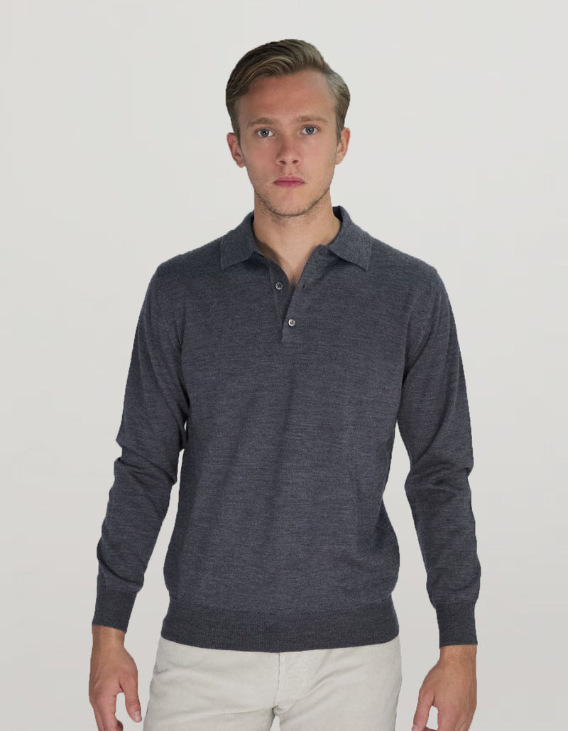 EXTRA FINE MERINO LONG SLEEVE POLO