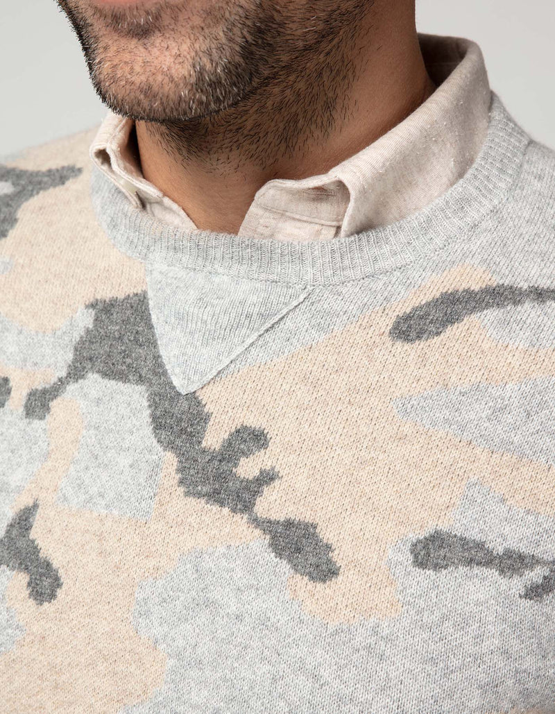 CREMIEUX CAMO CREWNECK SWEATER