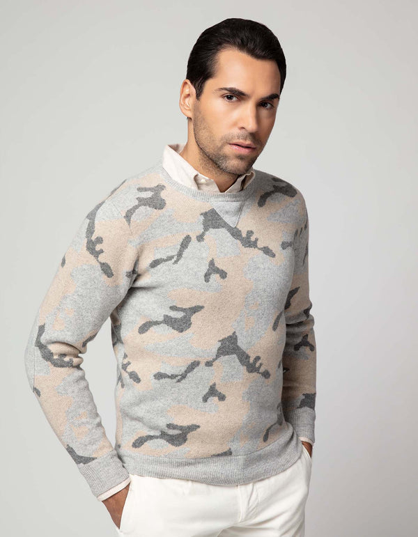 CREMIEUX CAMO CREWNECK SWEATER