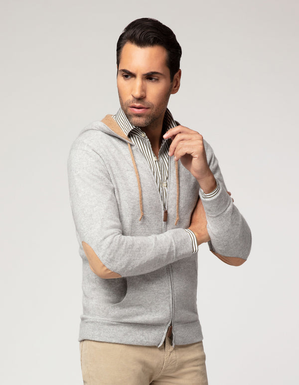 CREMIEUX CASHMERE HOODIE LT GREY HEATHER