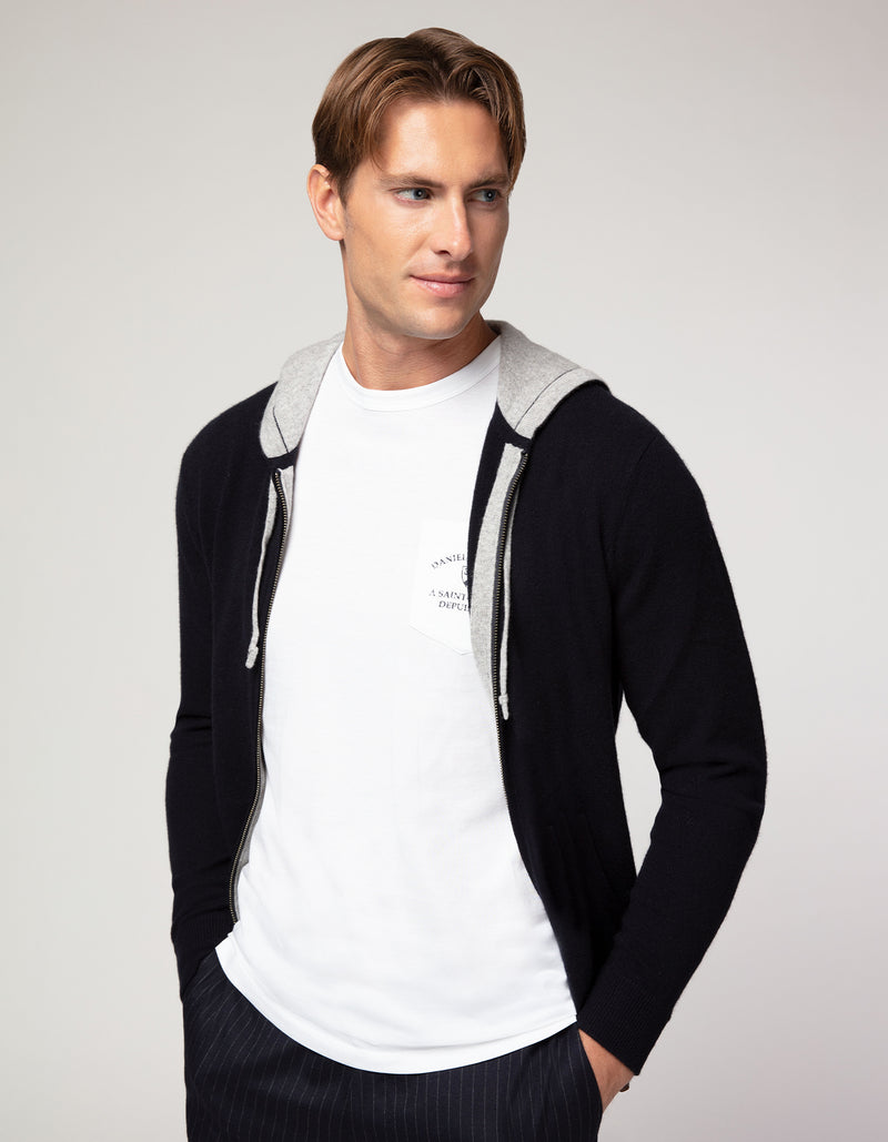 CREMIEUX CASHMERE HOODIE NAVY