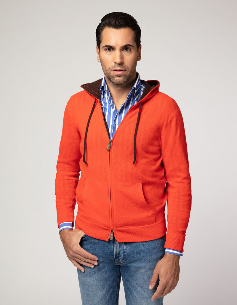 CREMIEUX CASHMERE HOODIE ORANGE