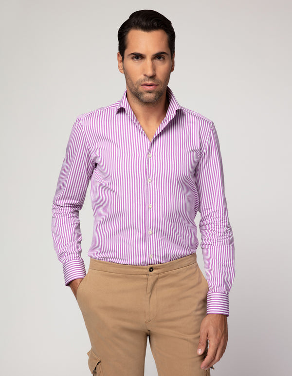 CREMIEUX LUXURY POPLIN SPREAD COLLAR SHIRT VIOLET