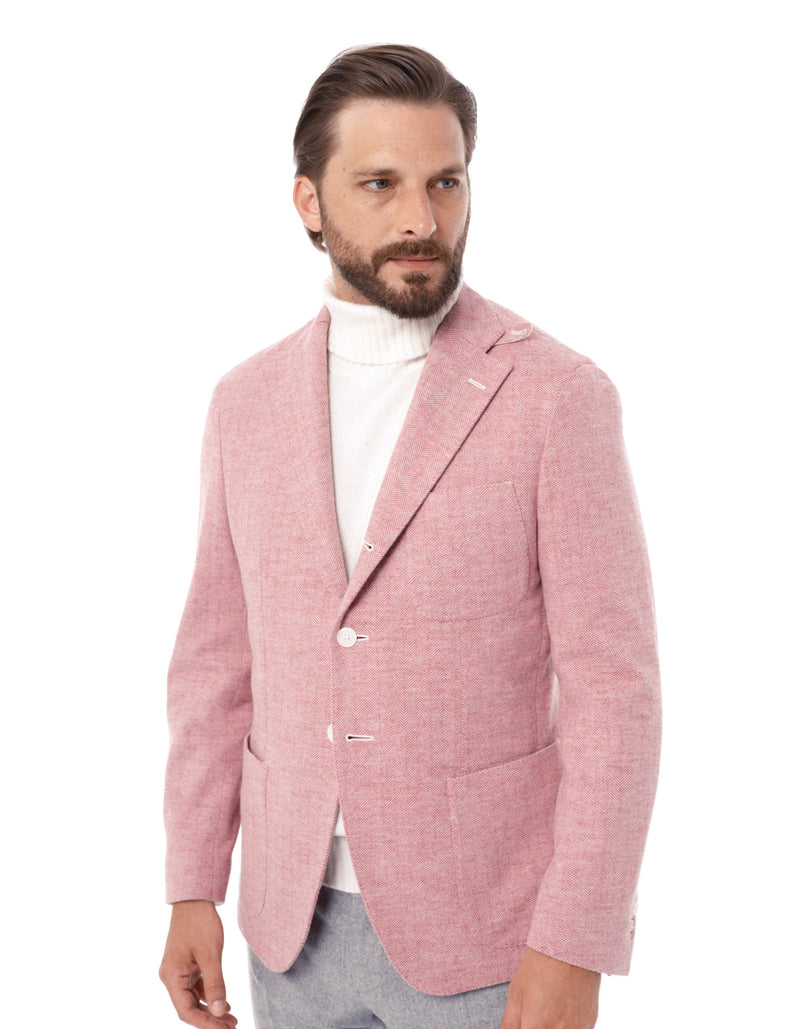 HERRINGBONE COTTON WOOL BLAZER