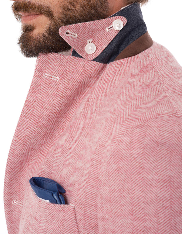 HERRINGBONE COTTON WOOL BLAZER