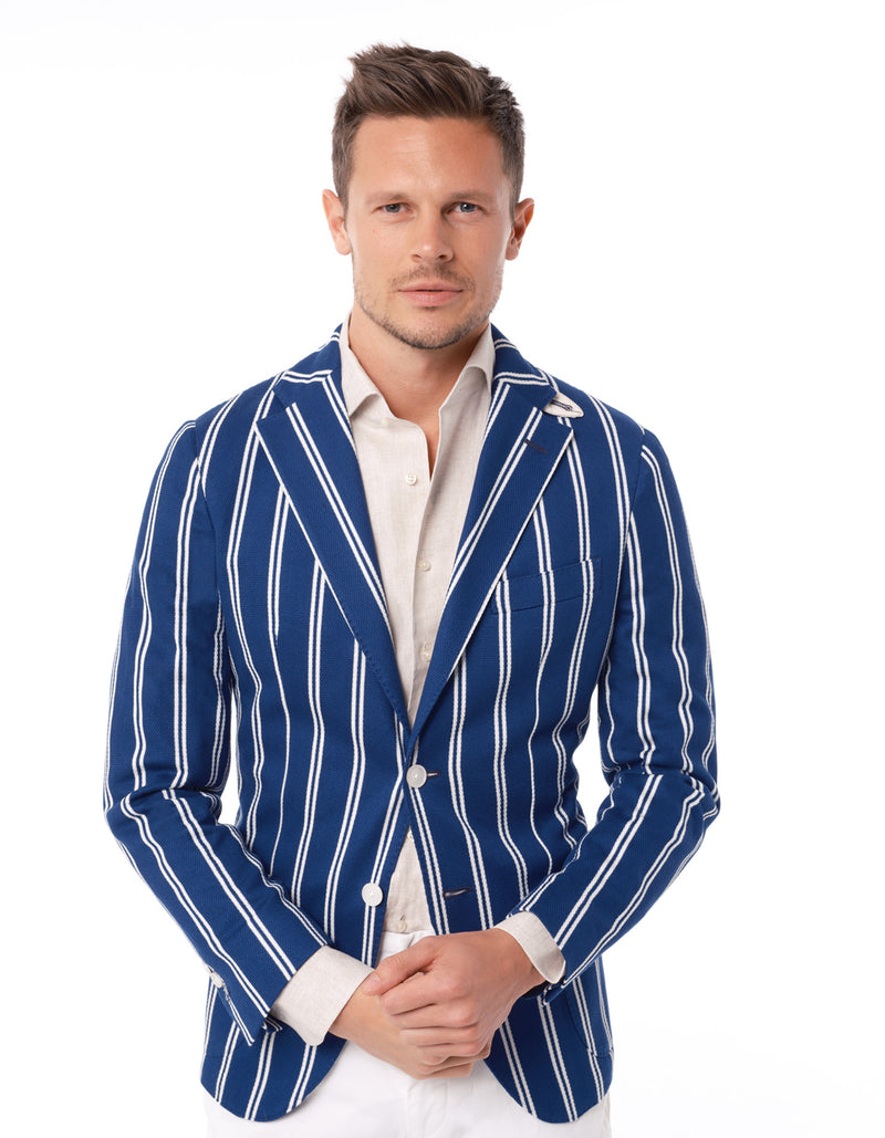 KNIT DOUBLE STRIPE BLAZER