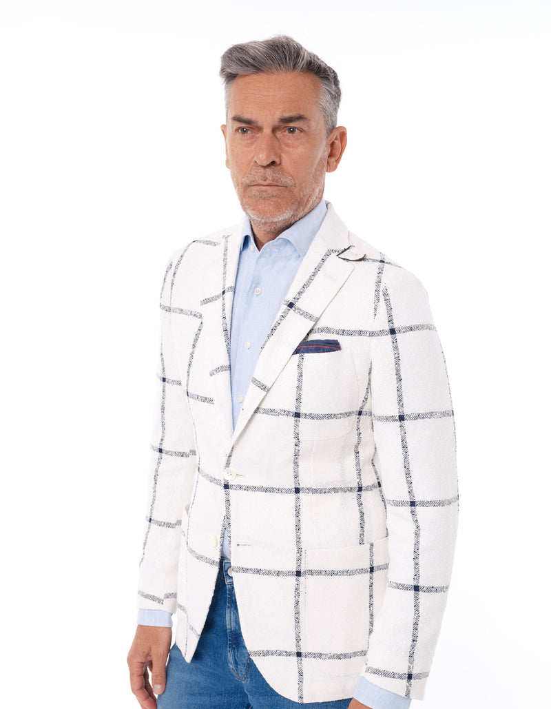 LARGE WINDOWPANE BOUCLE BLAZER