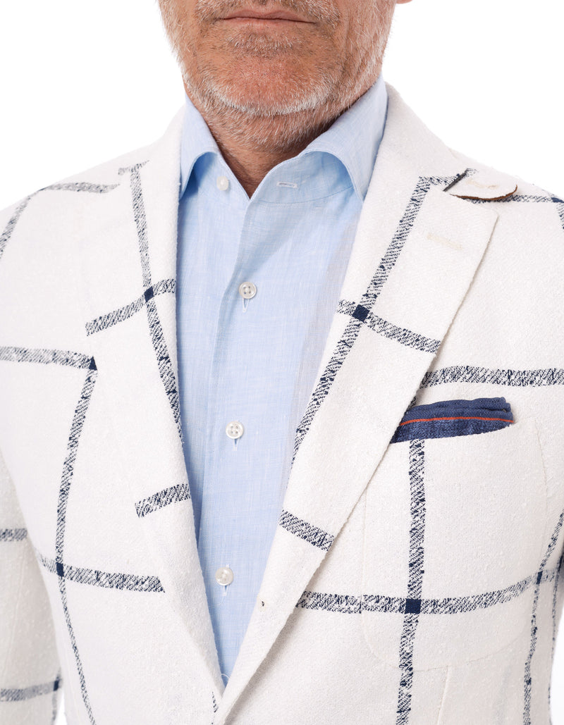 LARGE WINDOWPANE BOUCLE BLAZER