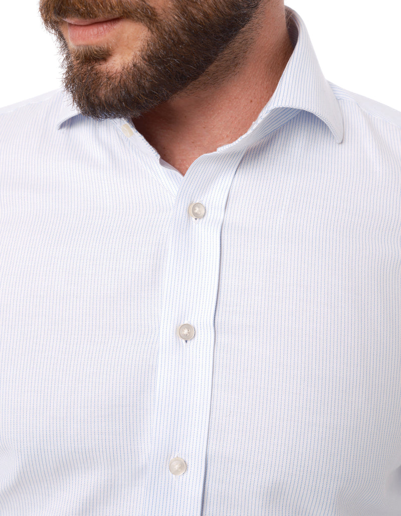 LUXURY PINPOINT STRIPE OXFORD SPREAD COLLAR SHIRT