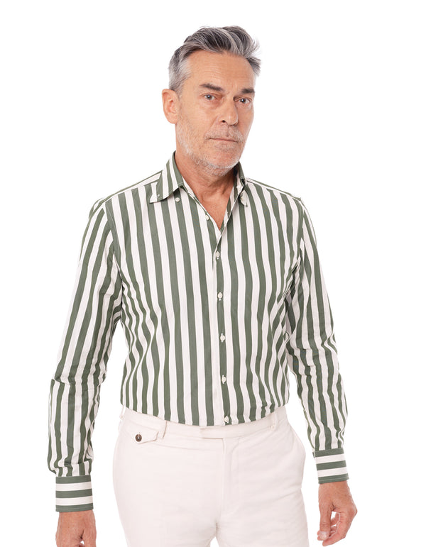 AWNING STRIPE ONE PIECE BUTTON DOWN COLLAR SHIRT