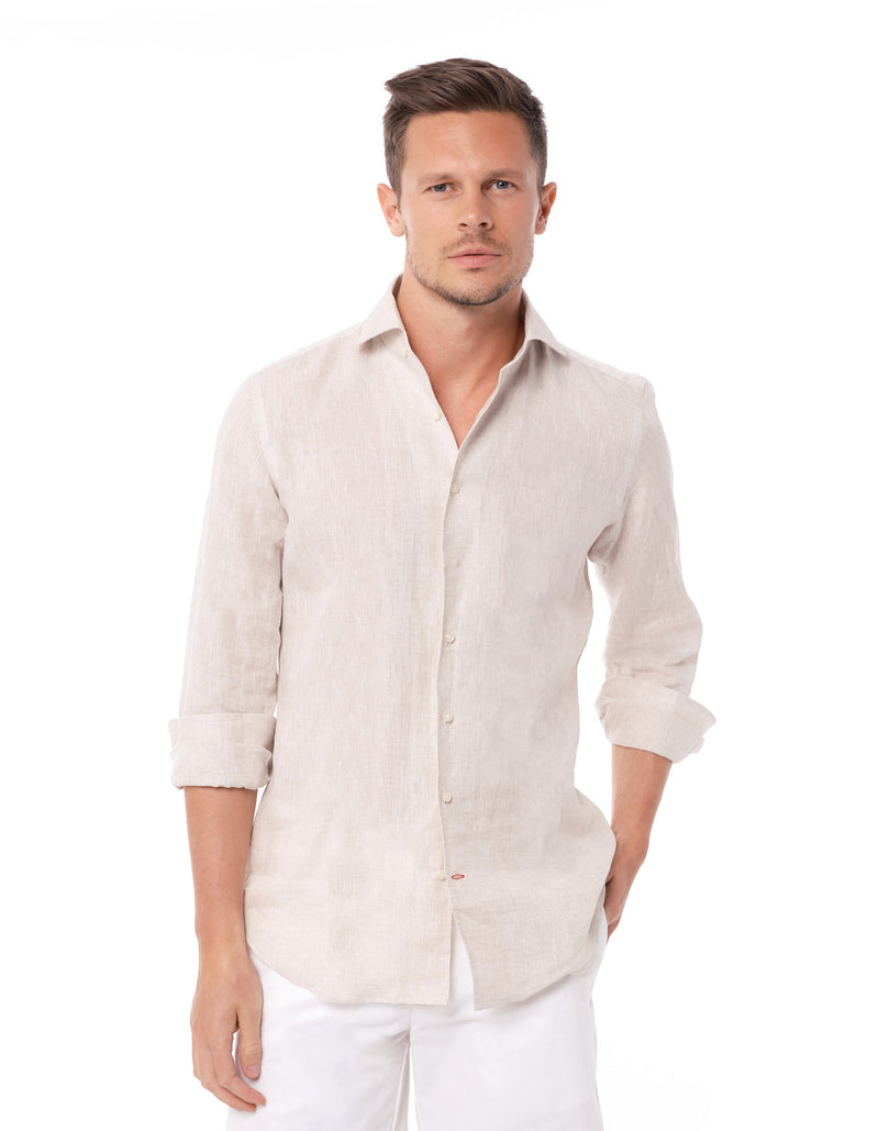 LUXURY LINEN ONE PIECE SPREAD COLLAR SHIRT