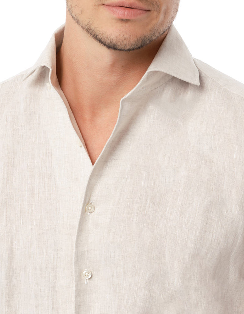 LUXURY LINEN ONE PIECE SPREAD COLLAR SHIRT