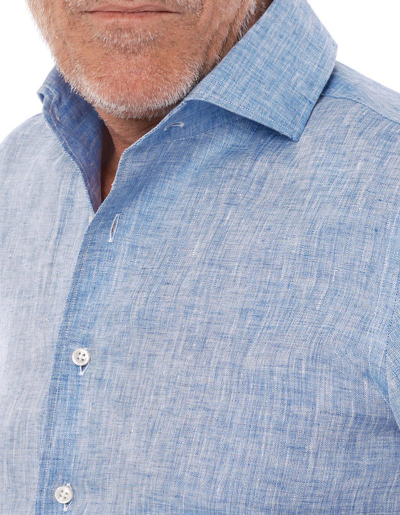 LUXURY LINEN ONE PIECE SPREAD COLLAR SHIRT