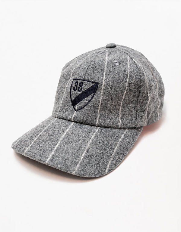 LIGHT GREY CHALK STRIPE FLANNEL BASEBALL CAP