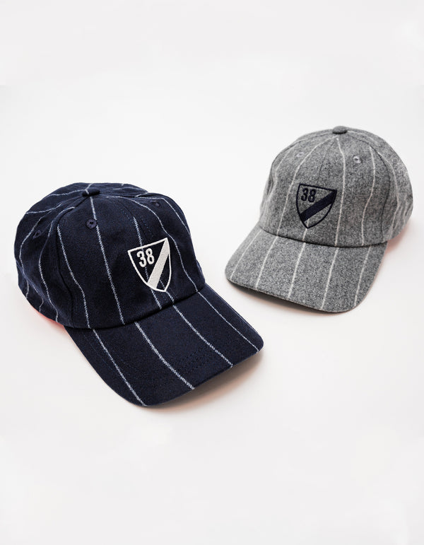 DARK NAVY CHALK STRIPE FLANNEL BASEBALL CAP