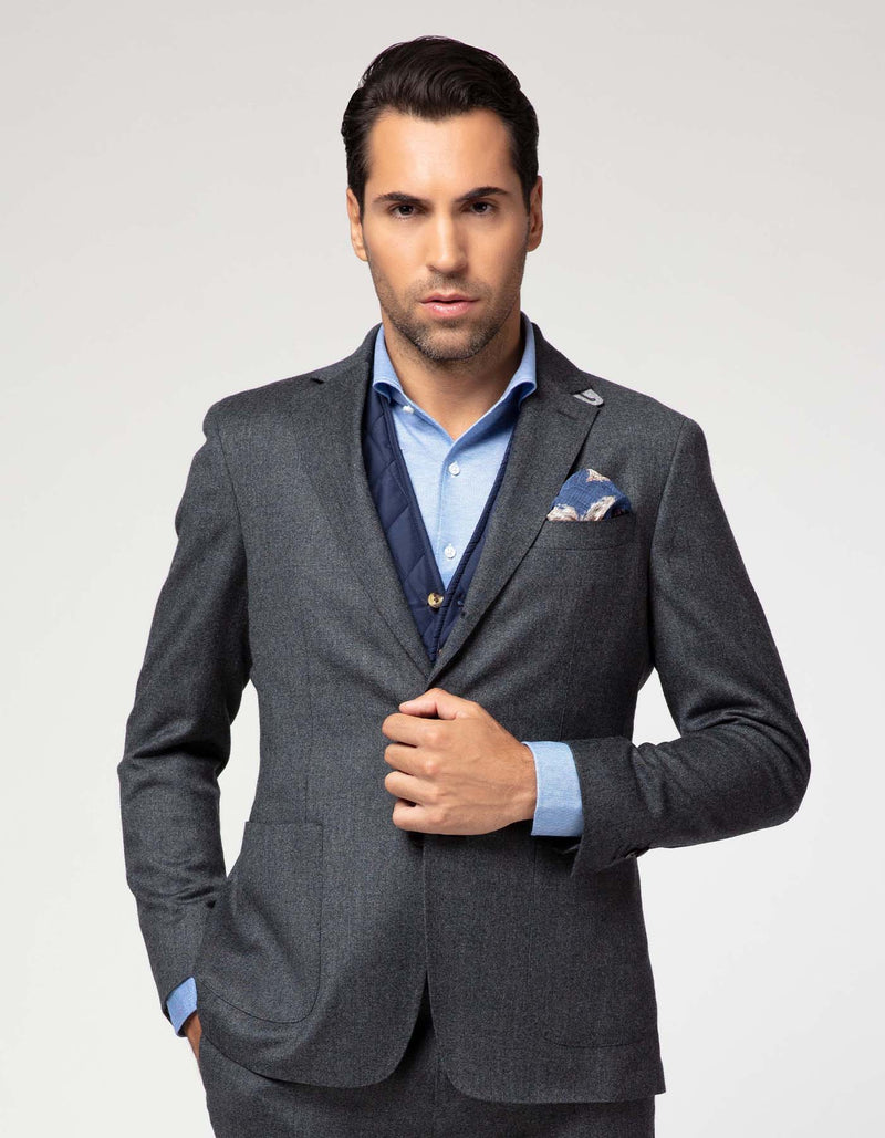 CREMIEUX WASHABLE WOOL TRAVEL BLAZER GREY