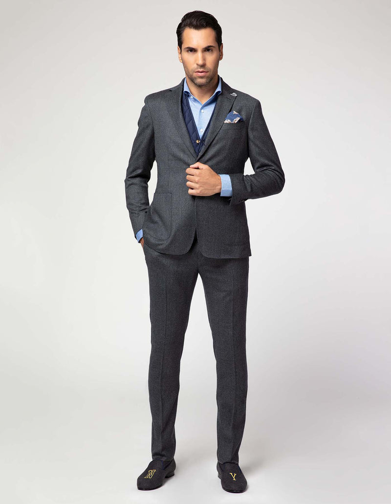 CREMIEUX WASHABLE WOOL TRAVEL BLAZER GREY