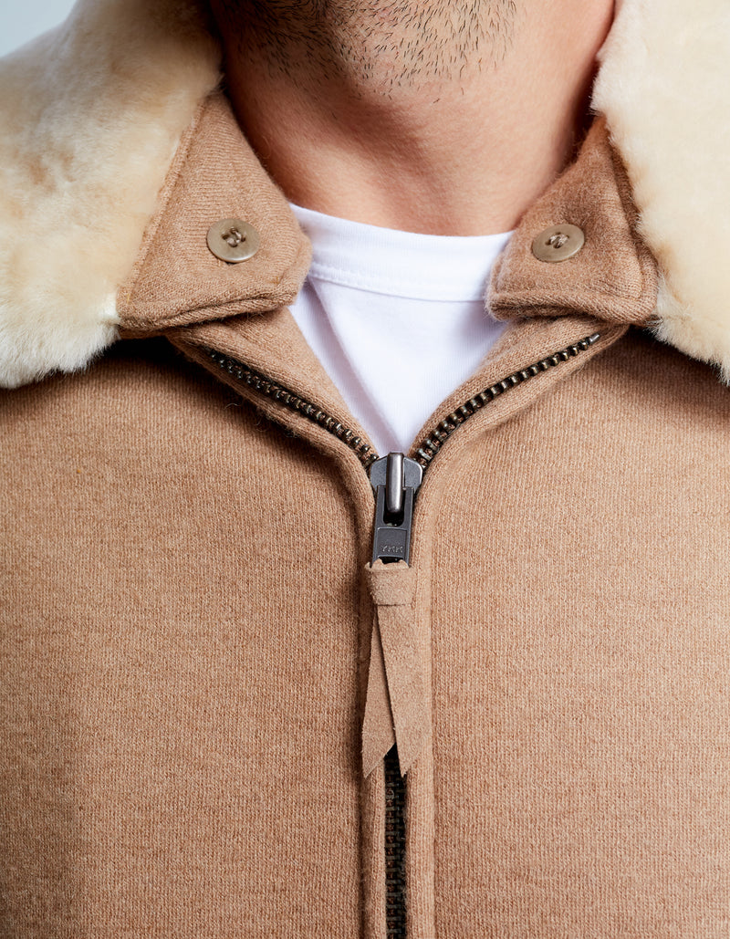 CAMEL HAIR WOOL AVIATOR JACKET