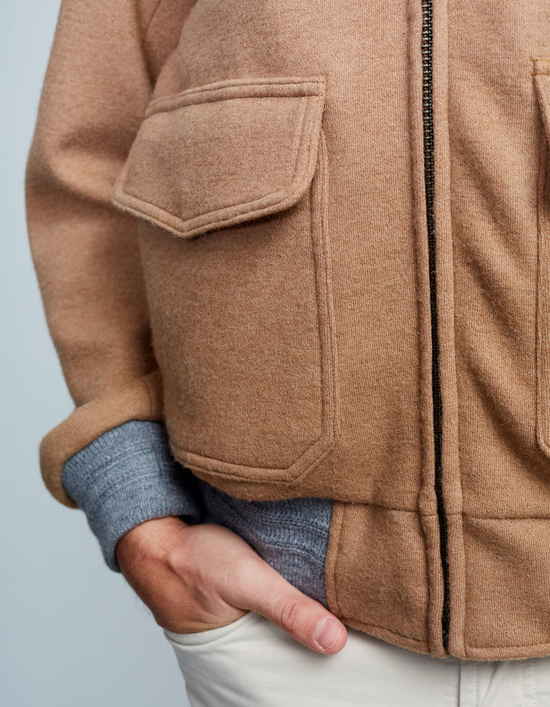 CAMEL HAIR WOOL AVIATOR JACKET