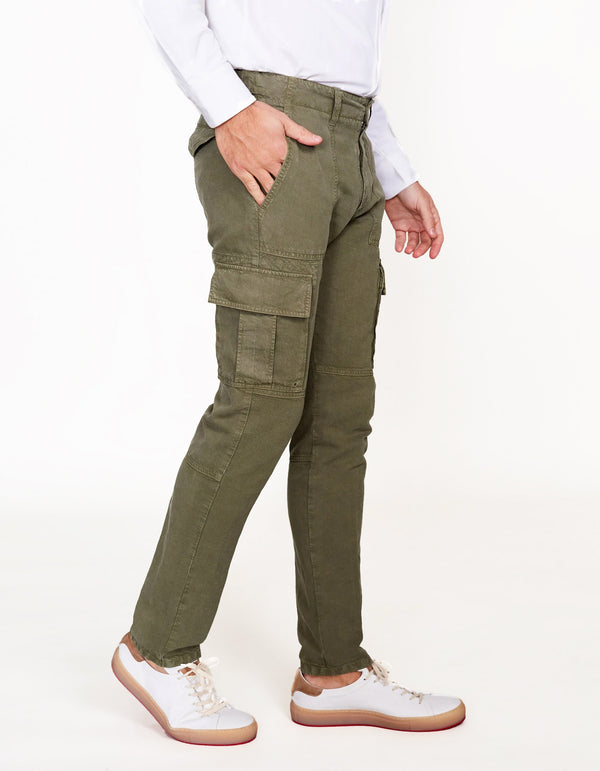 OLIVE VINTAGE WASHED CARGO PANT