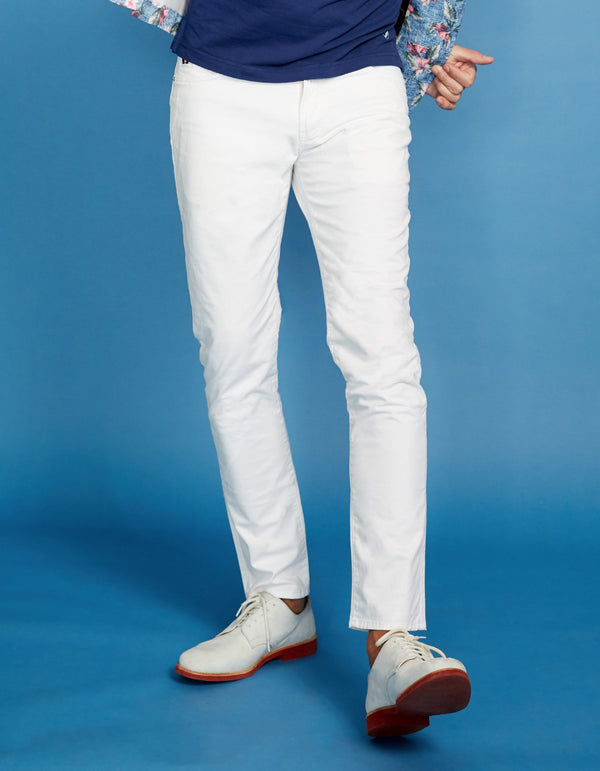 WHITE COTTON STRETCH PANT