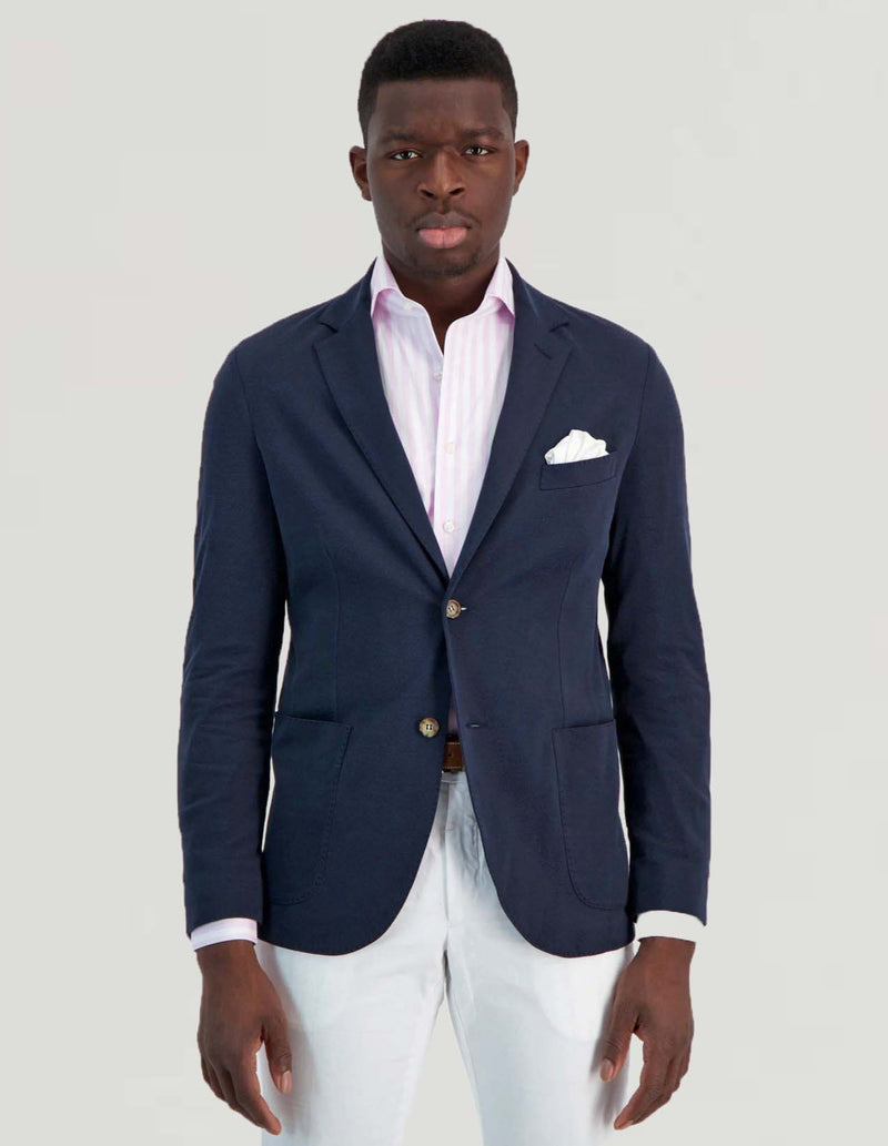 CREMIEUX OCEAN SUPER LIGHT COTTON SILK PIQUE BLAZER