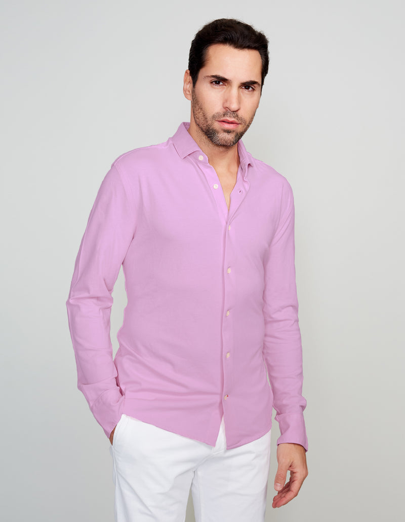 LAVENDER SUPIMA COTTON LONG SLEEVE POLO