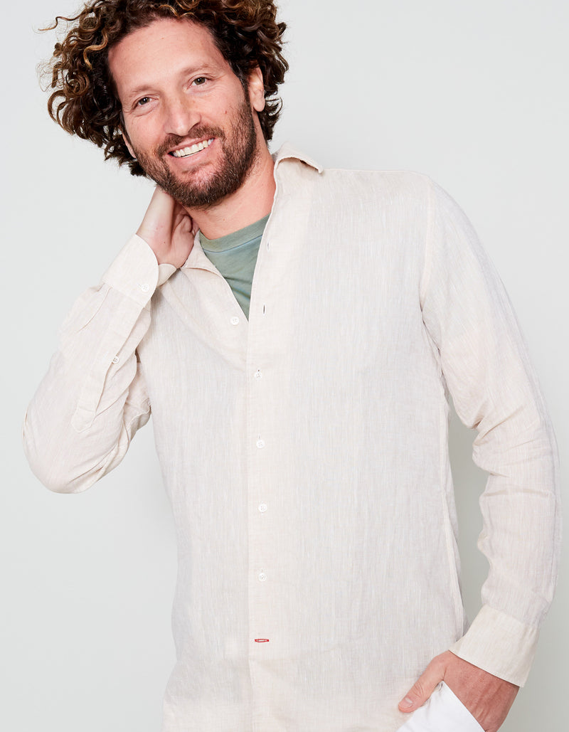 ECRU MONCEAU SOLID LINEN SHIRT