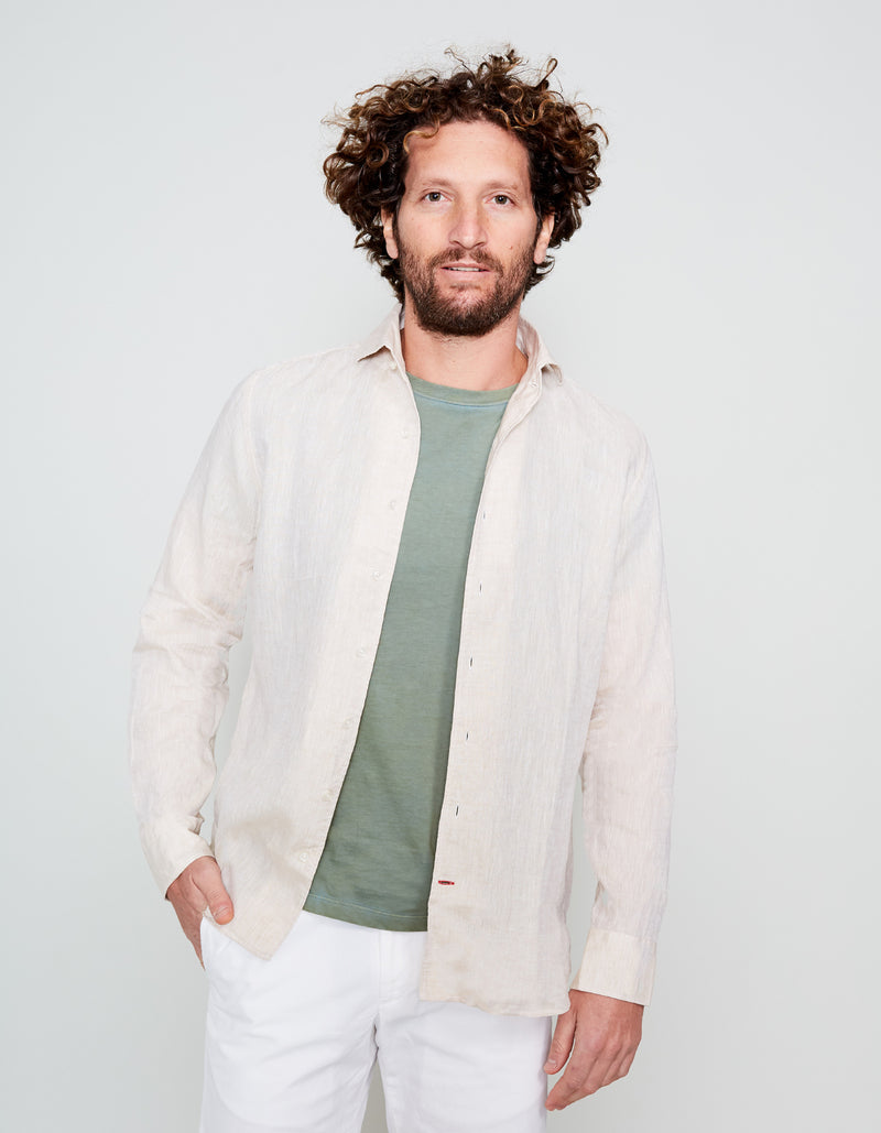 ECRU MONCEAU SOLID LINEN SHIRT