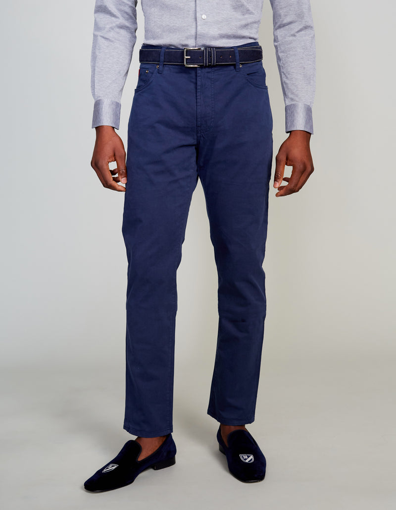 NAVY MILAN COTTON STRETCH PANT