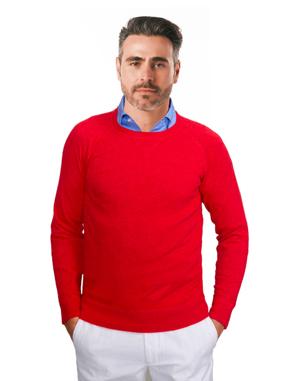 RED CASHMERE CREW NECK SWEATER