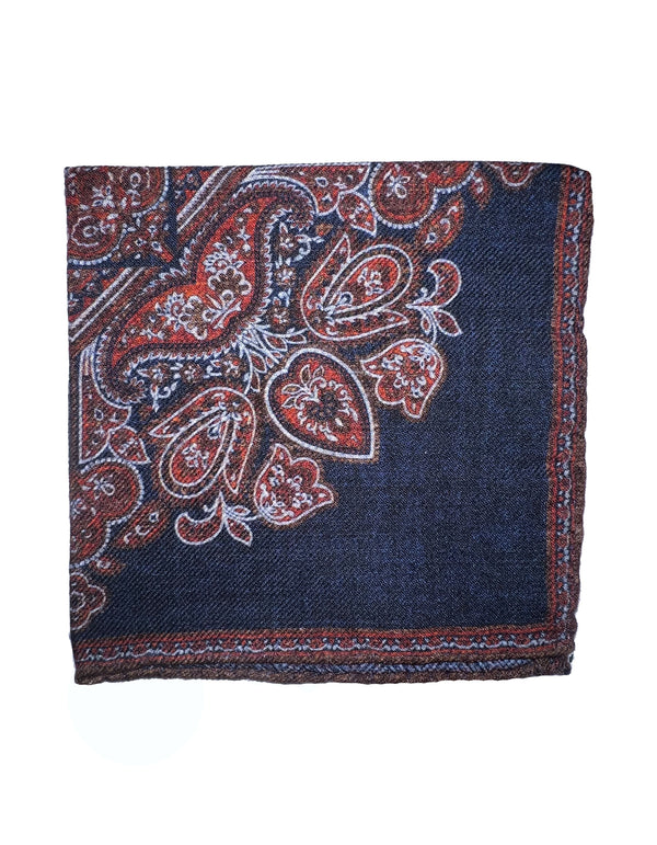 HAND ROLLED DOUBLE SIDED 100% WOOL POCKET SQUARE