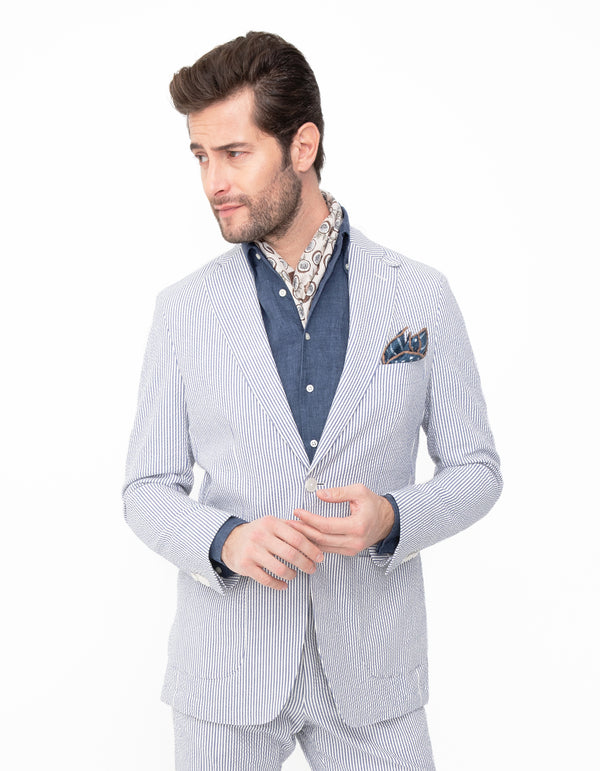 COTTON STRETCH SEERSUCKER OCEAN BLAZER
