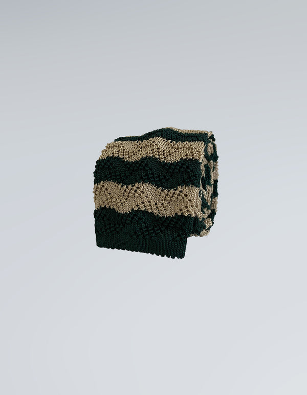 COMO SILK STRIPE TUCK STITCH KNIT TIE
