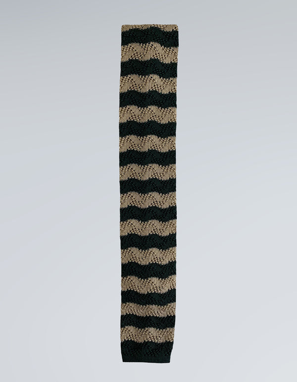COMO SILK STRIPE TUCK STITCH KNIT TIE