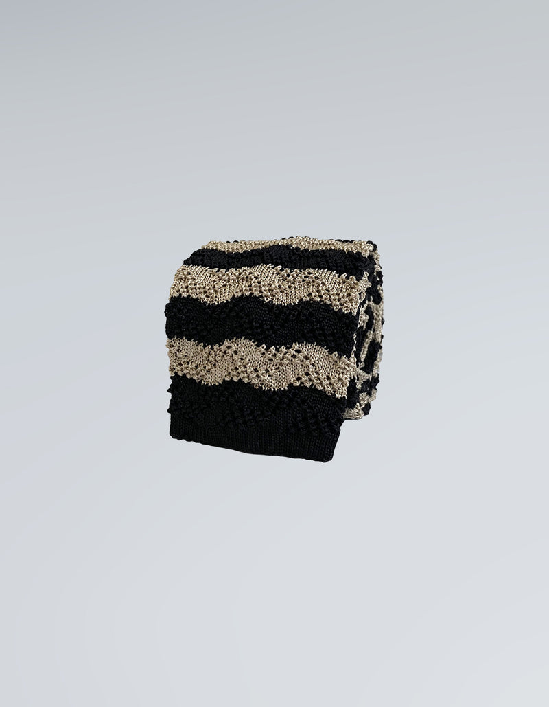 COMO SILK STRIPE TUCK STITCH KNIT TIE