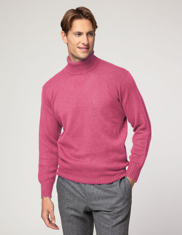 PINK ITALIAN CASHMERE TURTLENECK SWEATER