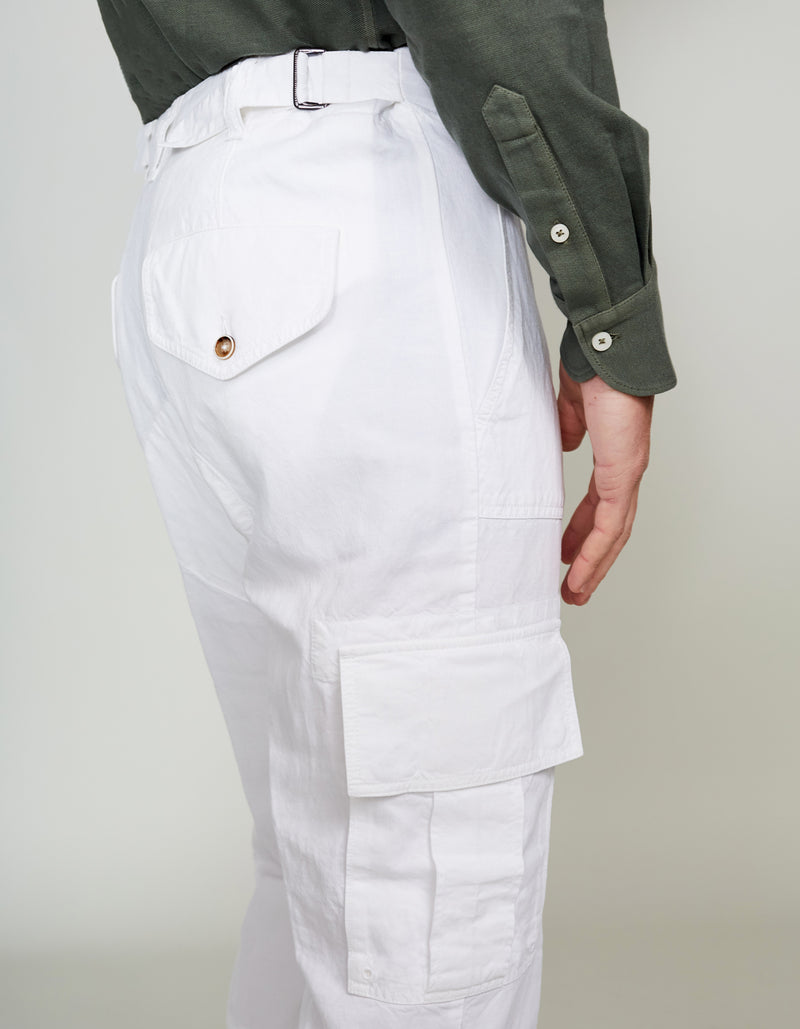 WHITE VINTAGE WASHED CARGO PANT